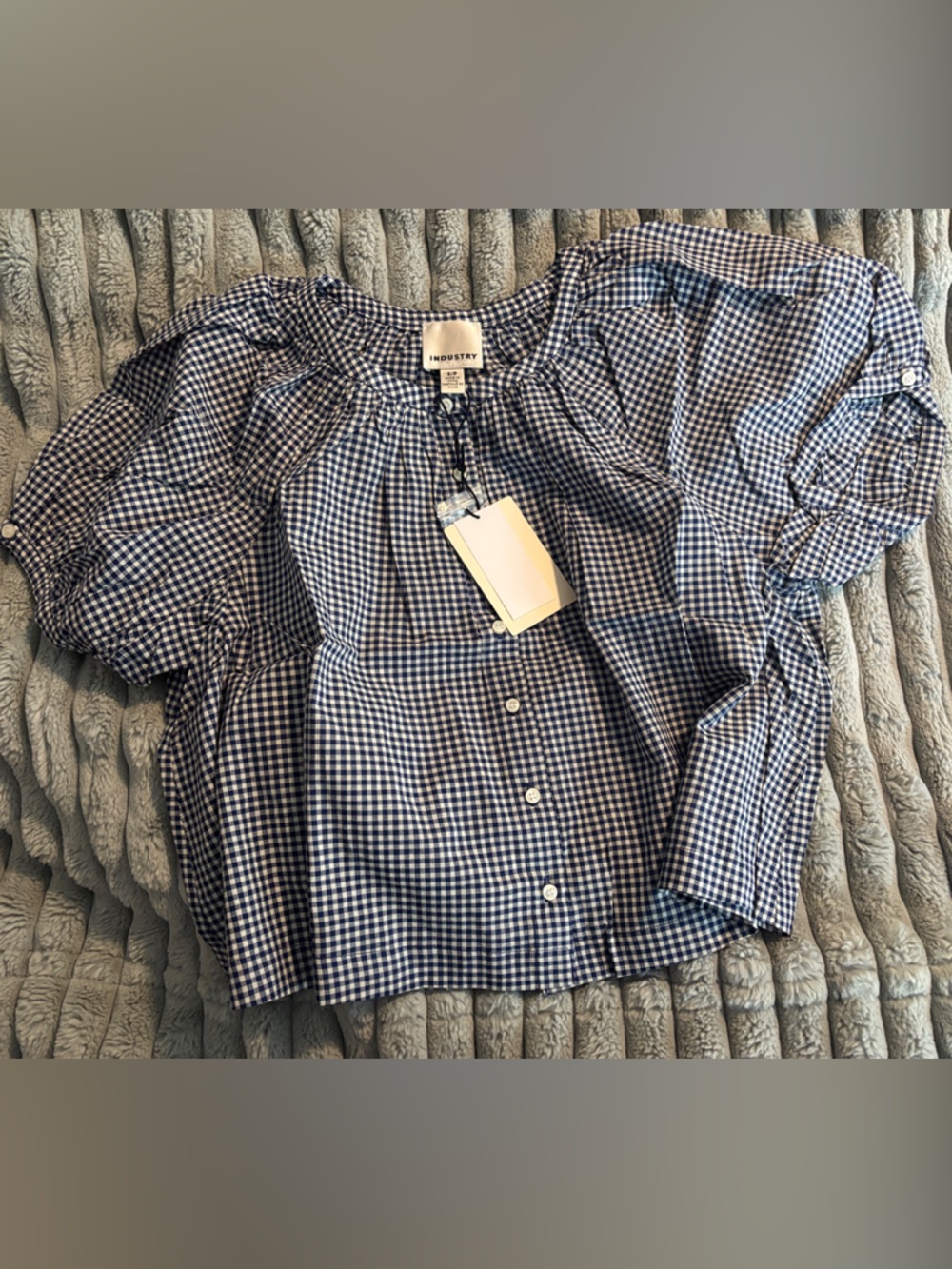Blue Gingham Button-Up Shirt